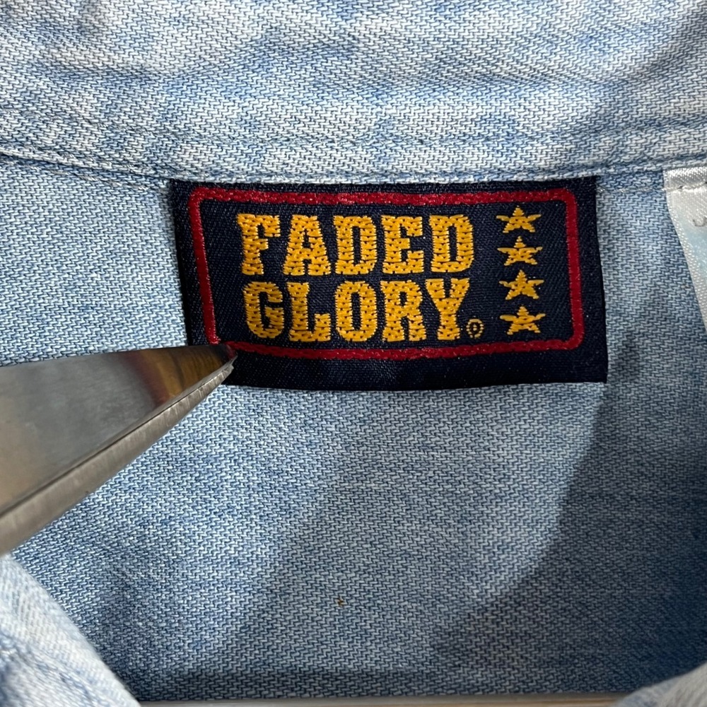 Faded Glory 90s Western Cottagecore Boho Denim Button Down Shirt Womens Medium - Picture 5 of 10